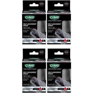 Four Curad Performance Series Ironman Self-Adherent Wrap, Black, 3" x 5 Yds Each